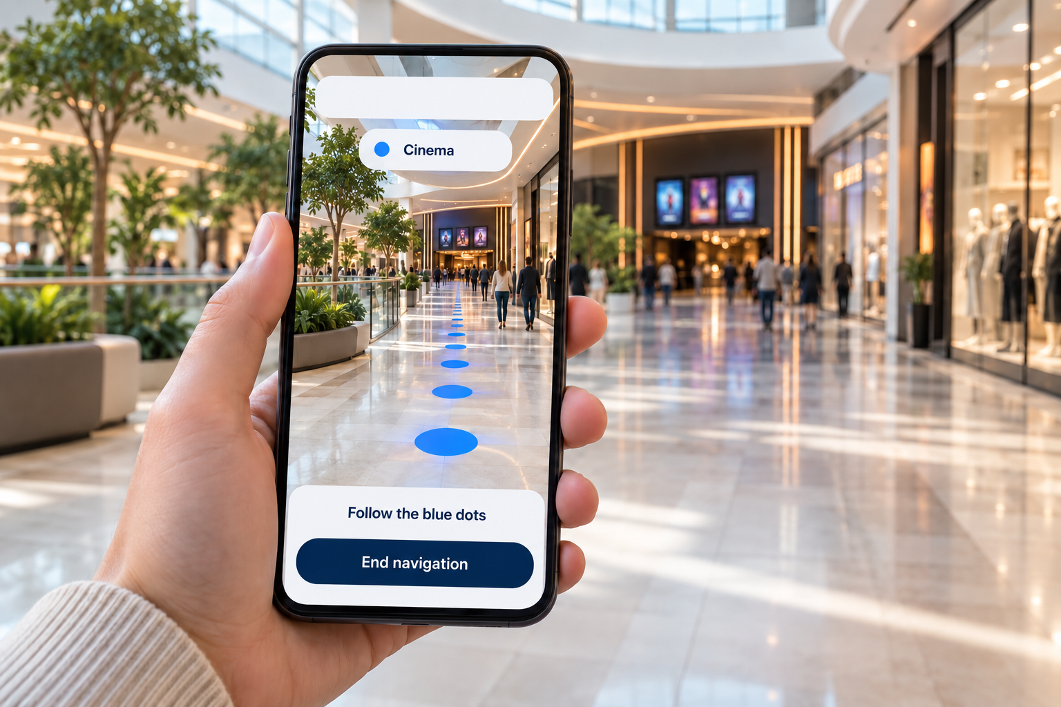 Illustrative Indoor AR Navigation & Shopping Mall Wayfinding